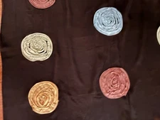 Black Chiffon Scarf with Round Rose Application In One Side