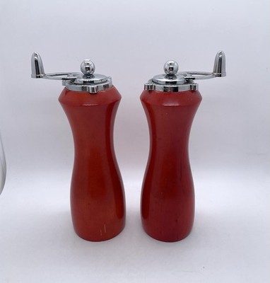 Vintage William Bounds Original 7.5  Salt & Pepper Grinder Mills Set NOT TESTED