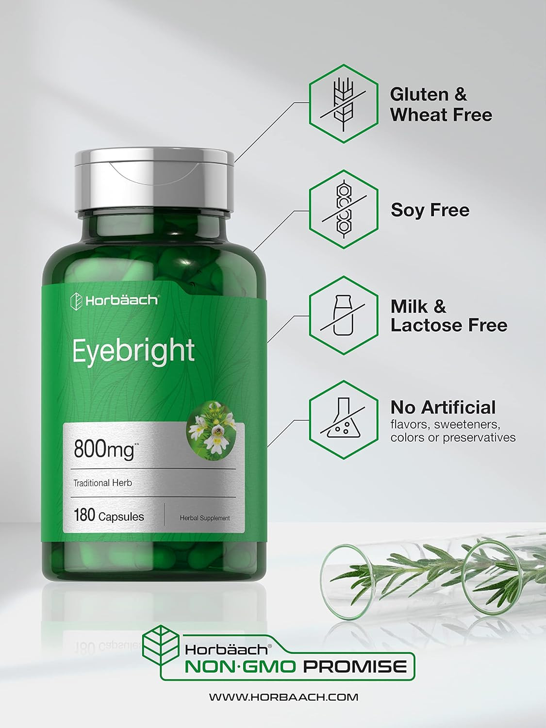 Eyebright Herbal Supplement | 800Mg | 180 Capsules | Non-Gmo, Gluten Free