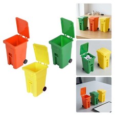 3 Pcs Desktop Wastebasket Mini Trash Bin for Kids Green Orange Yellow