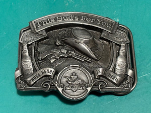 THIS BUD’S FOR YOU WHOSE HEART IS IN DIXIE BUDWEISER BERGAMOT F-175 BELT BUCKLE