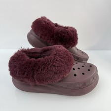 Crocs Womens Furever Crush Lined Platform Clogs Dark Cherry M7 W9 75 208446