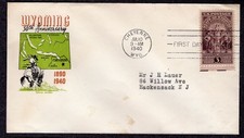 1940 Wyoming Statehood 50th (Scott 897) - Torkel Gundel FDC TE574