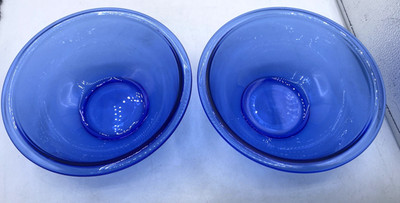 Set Of 2 Cobalt Blue Pyrex Mixing Bowl Nesting 1.5L Model 323 8.5'' Rimmed