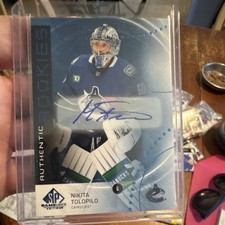 Upper Deck 2023-24 SP Game Used Blue Autograph Nikita Tolopilo Canucks Rookie