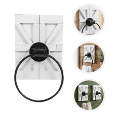 Rustic Farmhouse White Wall Mounted Towel Holder Iron Ring Wood Home Decor