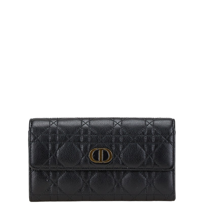 Dior CD Logo Black Leather Long Wallet for Women