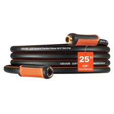 VEVOR Garden Hose 25ft 5/8" Rubber Water Hose 3/4" Fitting Heavy Duty & Non-kink