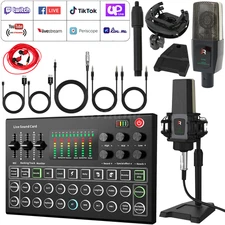 Podcast Equipment Bundle For home Studio Recording Kit Music Mixer Headphone NEW