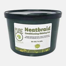 Pure Neatbraid Hair Gel 64 oz Clear Mega Hold Shine No Flake No Alcohol