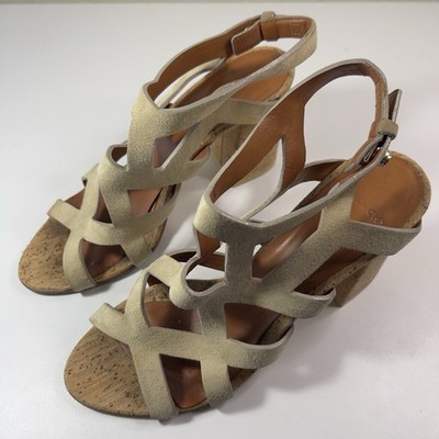 Givenchy Strappy Block Heels sz 38.5 US 5.5 suede sandal beige slingback