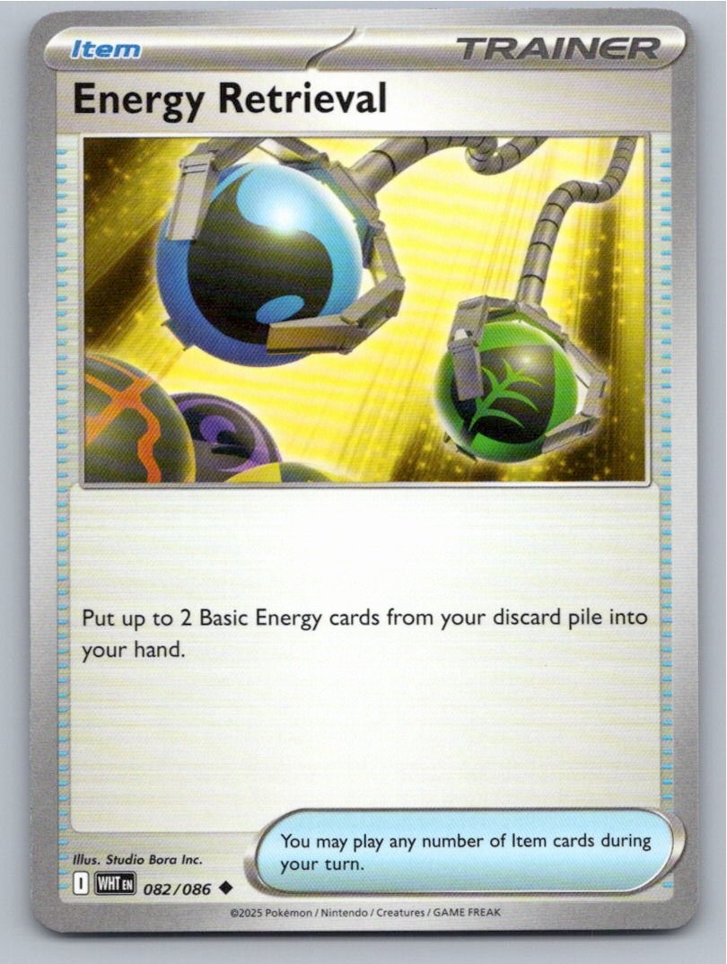 2025 POKEMON ENERGY RETRIEVAL WHITE FLARE 082/086 UNCOMMON NM A14475 FREE S&H