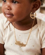Personalized Baby Bamboo Earring and Necklace Set Custom Name Jewelry