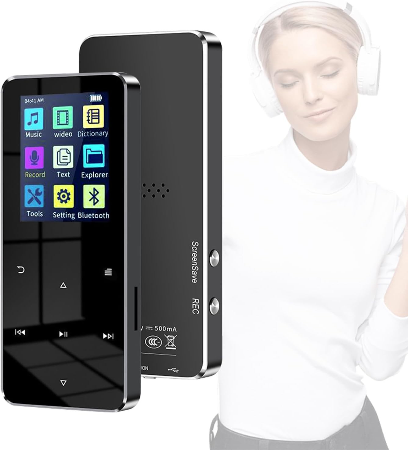 Bluetooth 5.0 MP3 Player HiFi Lossless Sound FM Radio Music Voice Recorder 144GB