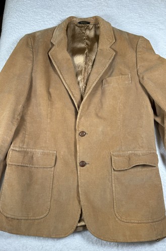 Brookford cappotto sportivo vintage velluto a coste 44L ecopelle scamosciata toppa gomito marrone blazer difetto - Foto 2 di 12