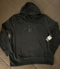 HURLEY Men's Embroidered Hooded Drawstring Sweatshirt Black Size XL BNWT