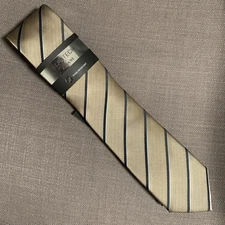 Alfani Men's Slim Neck Tie Clarkson Stripe Taupe/Bronze 2.75" inch Blade
