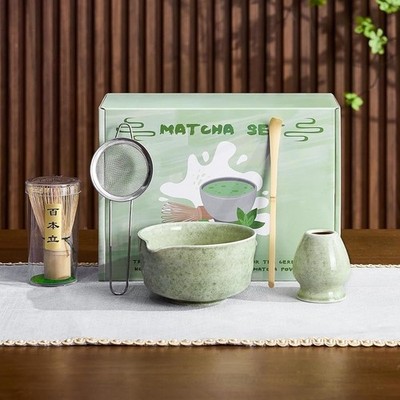 Matcha Whisk Set Bamboo Bowl Whisk Holder Sifter Tea Scoop Perfect Gift New