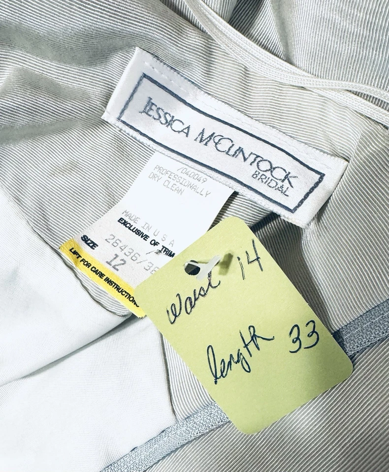 Vintage Jessica McClintock Wedding Skirt Suit Set Ivory Lace Sz 12 - Image 4 of 4