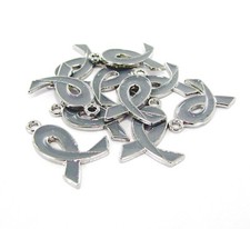 Cancer Awareness Charms Silver Ribbon Brain disorders 21mm New DIY Jewelry 10 pc