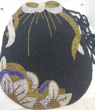 Beautiful Vintage Black Beaded Design All Beads Evening Bag Hong Kong 16