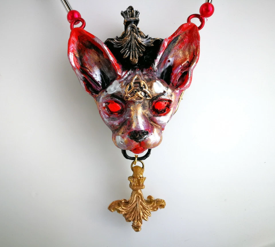 Diosa Egipcia Esfinge Gato Bastet Esfinge Deidad Antiguo Egipto Colgante Joyería Foto 4 de 4