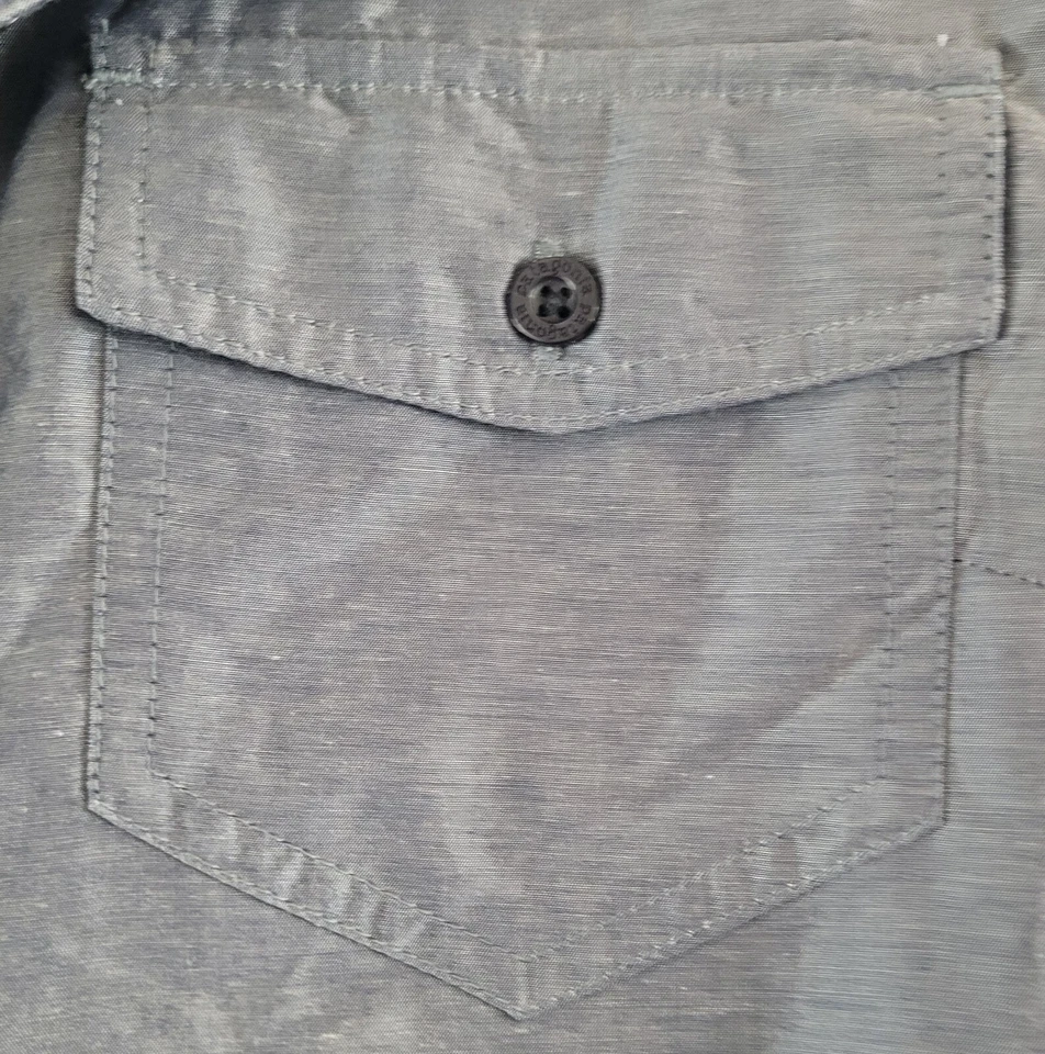 Patagonia Blouse Womens Size 2 Long Roll Tab Sleeve Button Down Gray Blue Foto 3 de 4