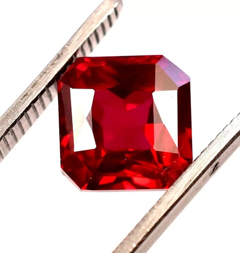 Piedra preciosa suelta natural de 18,60 quilates Birmania rojo sangre rubí corte cuadrado certificado GIE - Imagen 2 de 7