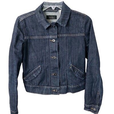 Levi's Women's Dark Wash Cropped Denim Jean Jacket Size Small - Main Image