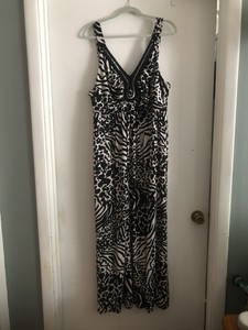 black and white animal print maxi dress