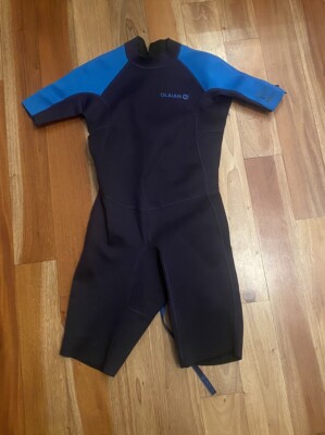 Decathlon OLAIAN Kids Shortie Wetsuit YOUTH 13 Years 1.5 MM Blue Bodysuit