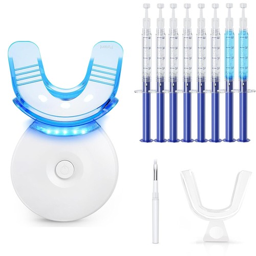 Teeth Whitening Kit 6 Cleaning Gel + 2 Blue gel + Led Light Dental