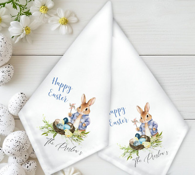 Personalisierte Serviette Ostern Hase Motiv, Tischkleidung, Abendessen Geschenk, Essartikel