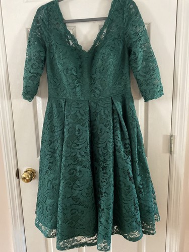 BEAUTIFUL Hunter Green All Occasions Dress. NWT Size 12 US. All Lace - Picture 2 of 9