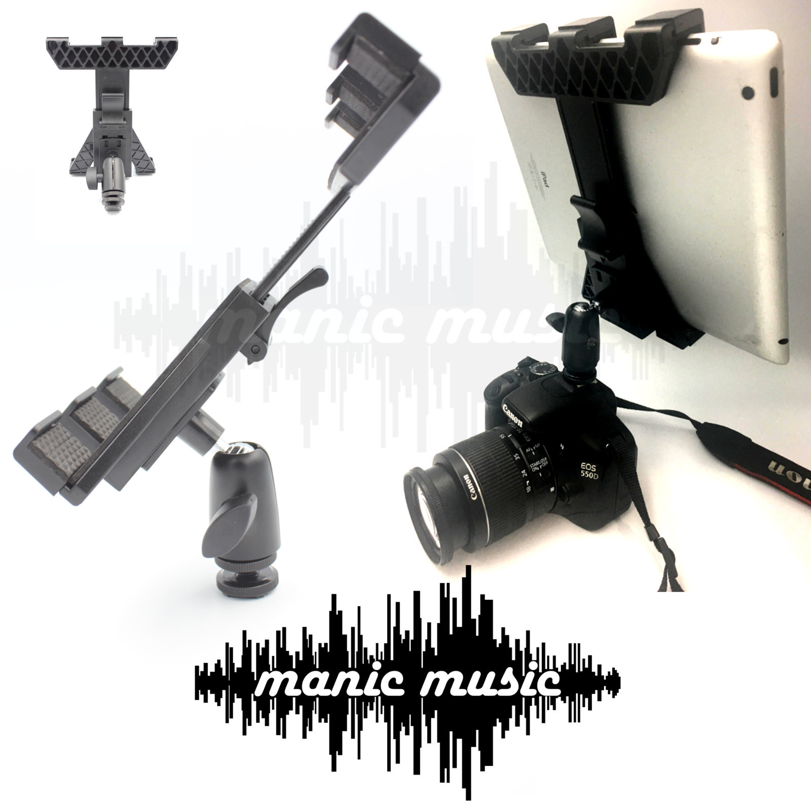 iPad Tablet Phone Monitor to DSLR camera hot shoe Mount Clamp Holder 360°-image