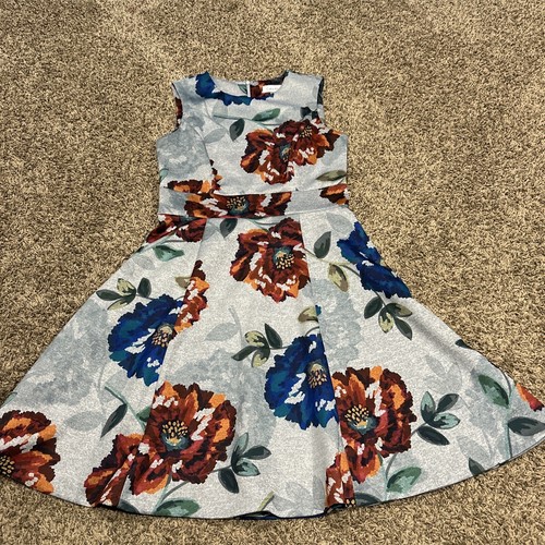 Calvin Klein Damen Kleid Größe 4 Grau Blumenmuster Polyestermischung A7