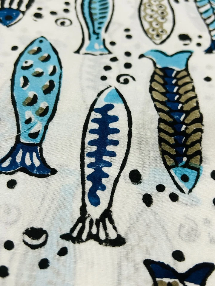 2.5 Yard New Floral Pure Cotton Indian Hand-Block Fabric Craft Running Print - Image 3 of 3