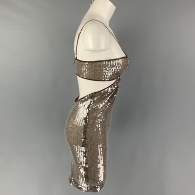 NENSI DOJAKA Size XS Brown Silver Polyester Blend Cut Out Sequined Mini  Dress | eBay