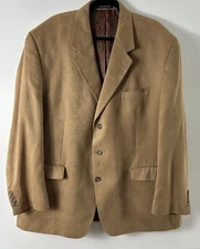 Chaps Ralph Lauren Faux Suede Blazer Men’s Size 48R Tan EUC Paisley Lining