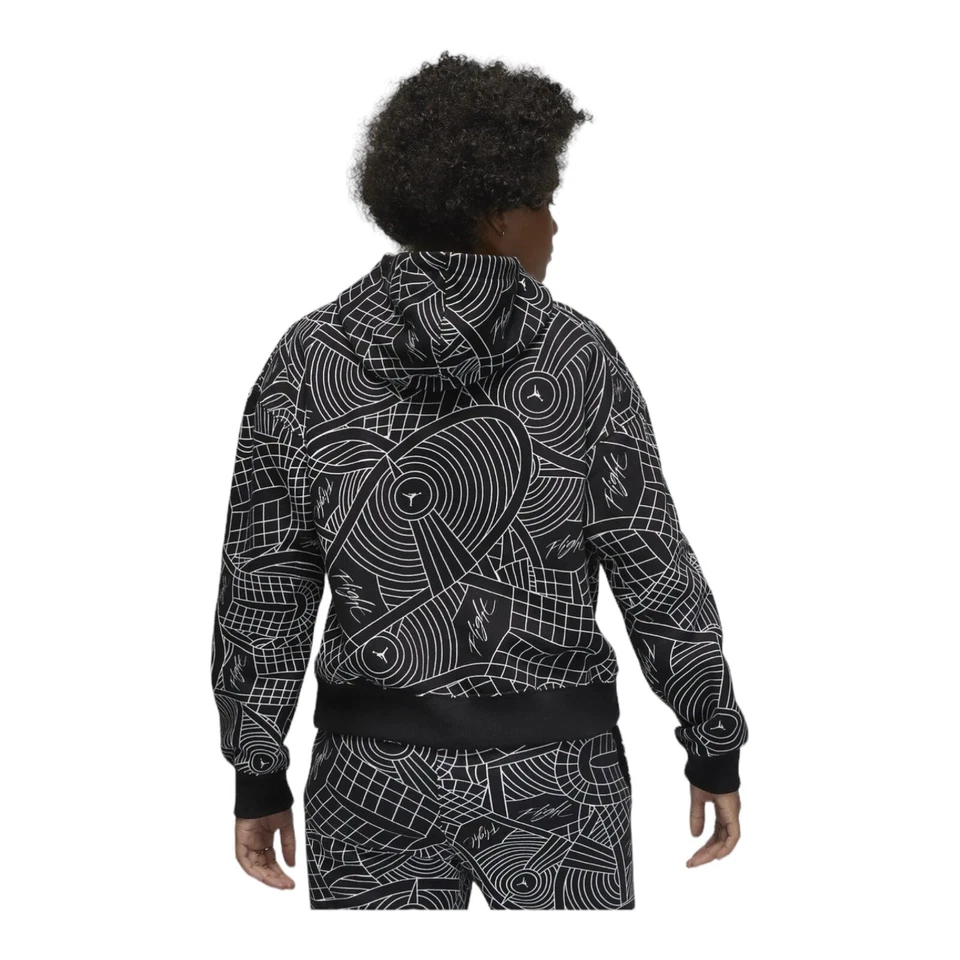 Nike Jordan Flight Print Allover Hoodie Black/White DV1417-010 Women's Size XS - Image 2 of 4