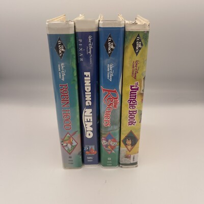 WALT DISNEY'S CLAMSHELL FINDING Nemo, The Rescuers, Jungle Book, Robin Hood VHS