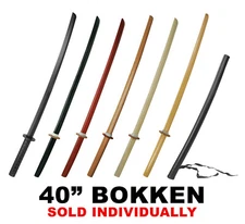 40" Bokken with Plastic Scabbard Red White Oak Sword Wooden Samurai Martial Arts
