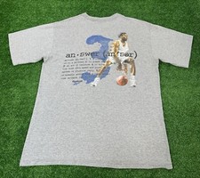 Vintage 1996 Reebok Allen Iverson Question The Answer T Shirt NBA Sixers 90s L