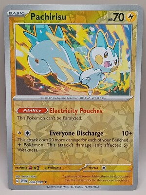 068/198 Pachirisu Reverse Holo Uncommon Scarlet and Violet Pokemon TCG ...