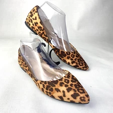 Time And Tru Women's LEOPARD PRINT Pointed Toe FLATS! Memory Foam Shoes 8