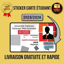 Autocollant carte étudiant étudiante année 2025 2026 sticker vignette