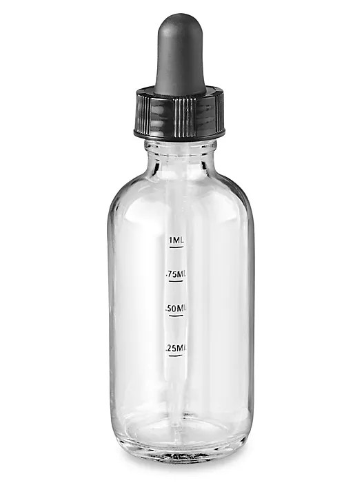 80 piezas 2 oz [60 ml] gotero de botellas de vidrio redondas transparentes de Boston con marcas graduadas