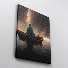 Canvas wall art, Man Overseeing the Universe, Size 90x60cm, With wooden frame.