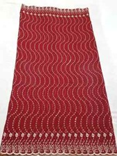 Vintage Dupatta Red Georgette Floral Embroidered Long Stole Wrap scarf Hijab