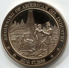 Franklin Mint US History - 1859 American Oil Industry Begins - Lot # LIT 2086
